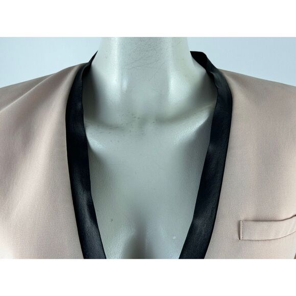 Barbara‎ Bui Leather Trim Blazer 40 US 8 Flaw* Long Sleeve Lined V-neck Jacket - Picture 16 of 16